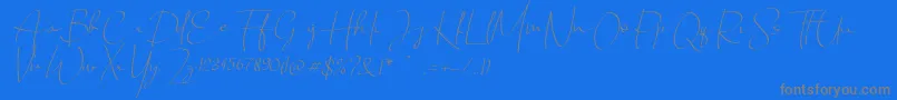 Weitere Informationen zur Chandrawinata italic-Schriftart Chandrawinata italic-Schriftart – Graue Schriften auf blauem Hintergrund