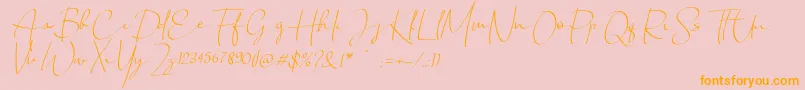 Fonte Chandrawinata italic – fontes laranjas em um fundo rosa
