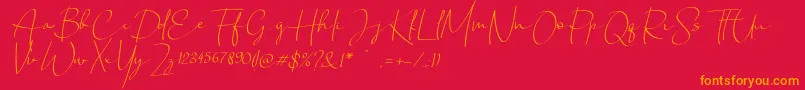 Fonte Chandrawinata italic – fontes laranjas em um fundo vermelho