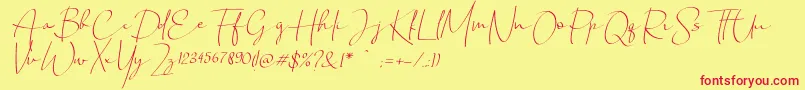 Czcionka Chandrawinata italic – czerwone czcionki na żółtym tle