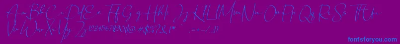 Chandrawinata italic Font – Blue Fonts on Purple Background