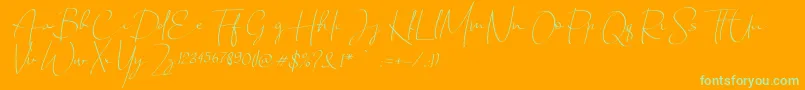 Chandrawinata italic Font – Green Fonts on Orange Background
