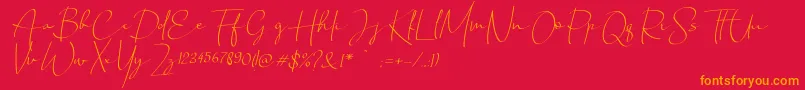Chandrawinata italic Font – Orange Fonts on Red Background