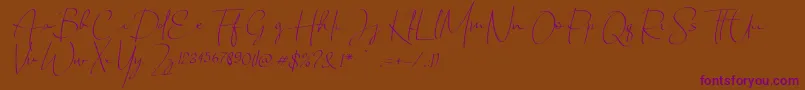 Chandrawinata italic Font – Purple Fonts on Brown Background