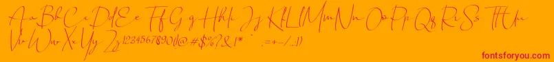 Chandrawinata italic Font – Red Fonts on Orange Background