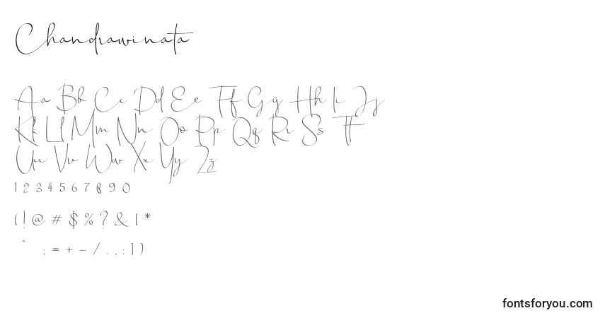 Fuente Chandrawinata - alfabeto, números, caracteres especiales