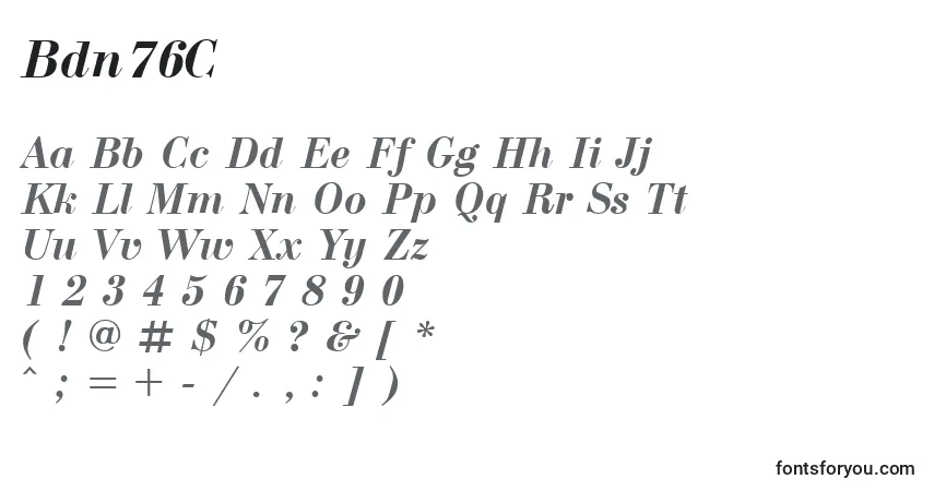A fonte Bdn76C – alfabeto, números, caracteres especiais