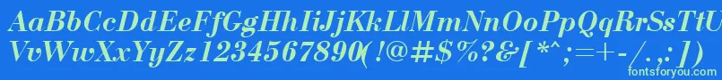 Bdn76C Font – Green Fonts on Blue Background