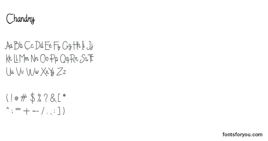 Czcionka Chandry – alfabet, cyfry, specjalne znaki