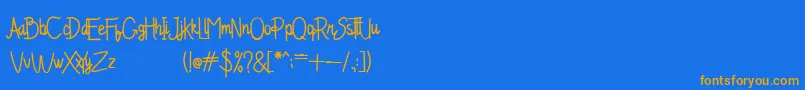 フォントChandry – オレンジ色の文字が青い背景にあります。