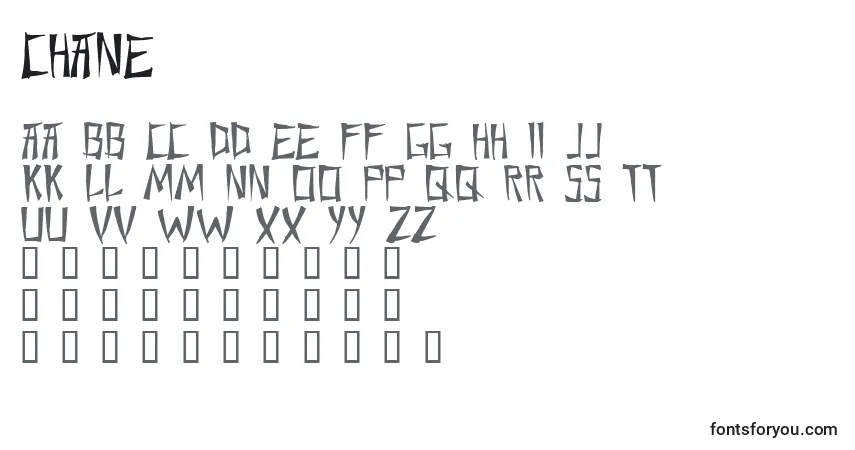 A fonte Chane    (123123) – alfabeto, números, caracteres especiais