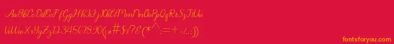 Chanteka-Schriftart – Orangefarbene Schriften auf rotem Hintergrund