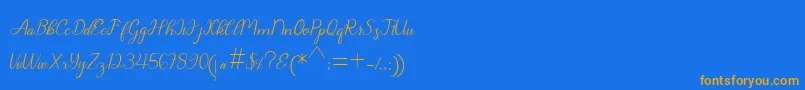 Chanteka-Schriftart – Orangefarbene Schriften auf blauem Hintergrund