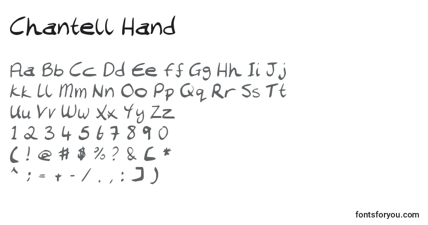 A fonte Chantell Hand – alfabeto, números, caracteres especiais