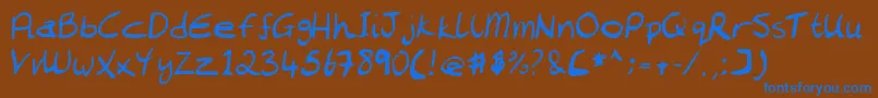 フォントChantell Hand – 茶色の背景に青い文字
