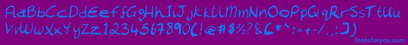 Chantell Hand Font – Blue Fonts on Purple Background