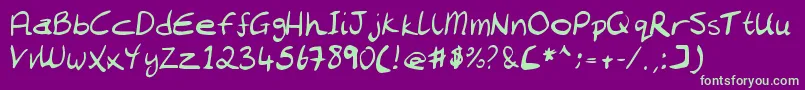 Chantell Hand Font – Green Fonts on Purple Background
