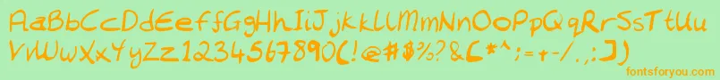 Chantell Hand Font – Orange Fonts on Green Background