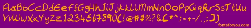 Chantell Hand Font – Orange Fonts on Purple Background