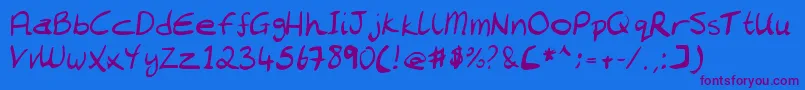 Chantell Hand Font – Purple Fonts on Blue Background