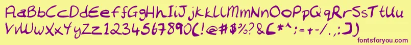 Chantell Hand Font – Purple Fonts on Yellow Background