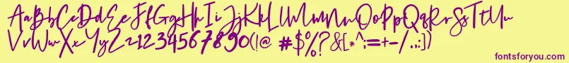 Chantelle Font – Purple Fonts on Yellow Background