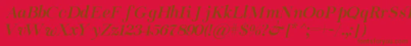 Fonte Chapaza Italic – fontes marrons em um fundo vermelho