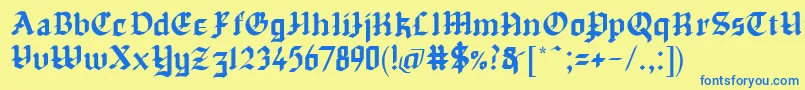 Chapinero Blackletter Font – Blue Fonts on Yellow Background