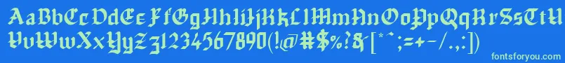 Chapinero Blackletter-fontti – vihreät fontit sinisellä taustalla