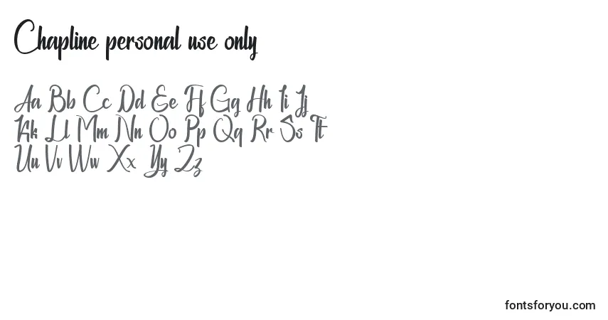 A fonte Chapline personal use only (123137) – alfabeto, números, caracteres especiais