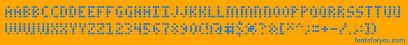 CharaAOE-Schriftart – Blaue Schriften auf orangefarbenem Hintergrund