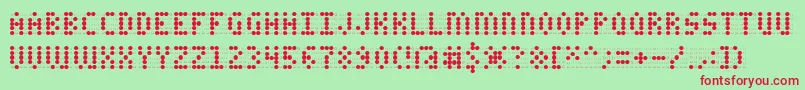 CharaAOE Font – Red Fonts on Green Background