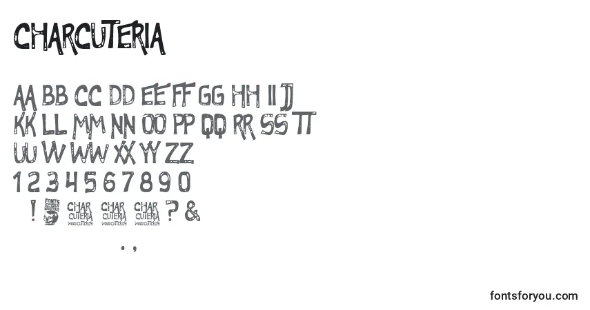 Schriftart Charcuteria – Alphabet, Zahlen, spezielle Symbole