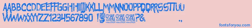 Charcuteria Font – Blue Fonts on Pink Background