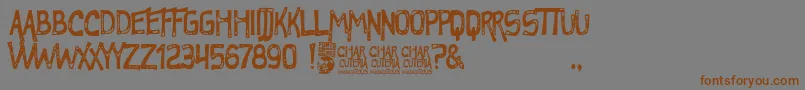 フォントCharcuteria – 茶色の文字が灰色の背景にあります。