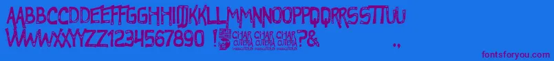 Charcuteria Font – Purple Fonts on Blue Background