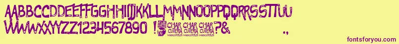 Charcuteria Font – Purple Fonts on Yellow Background