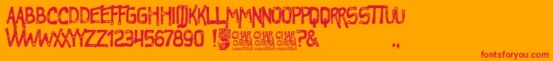 フォントCharcuteria – オレンジの背景に赤い文字