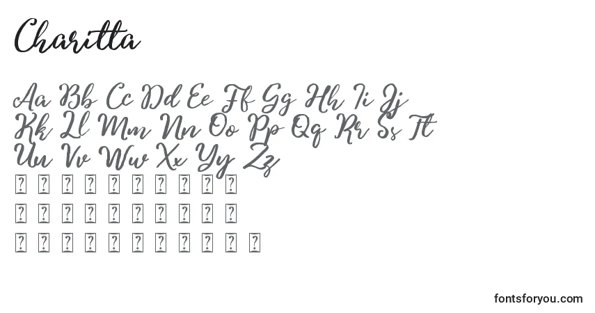 Schriftart Charitta – Alphabet, Zahlen, spezielle Symbole