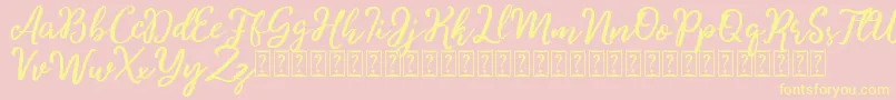 Charitta-Schriftart – Gelbe Schriften auf rosa Hintergrund