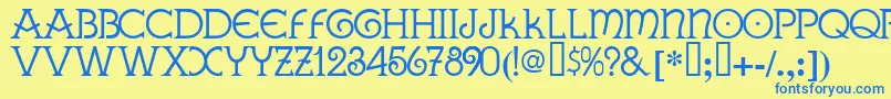 GallaeciaNormal Font – Blue Fonts on Yellow Background