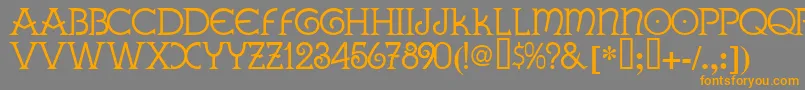 フォントGallaeciaNormal – オレンジの文字は灰色の背景にあります。