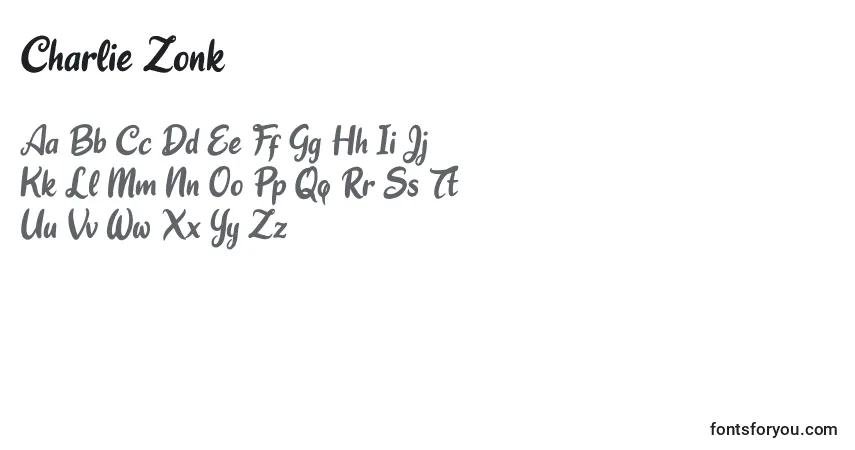 Schriftart Charlie Zonk – Alphabet, Zahlen, spezielle Symbole
