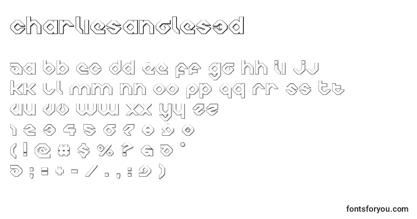 Czcionka Charliesangles3d – alfabet, cyfry, specjalne znaki