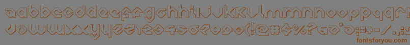 フォントcharliesangles3d – 茶色の文字が灰色の背景にあります。