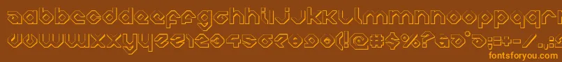 フォントcharliesangles3d – オレンジ色の文字が茶色の背景にあります。