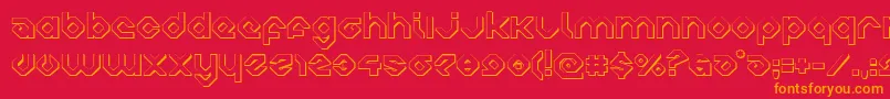 charliesangles3d-Schriftart – Orangefarbene Schriften auf rotem Hintergrund