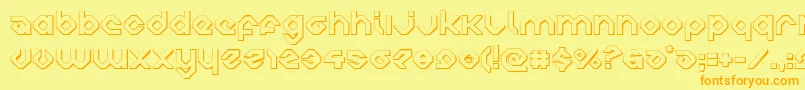 フォントcharliesangles3d – オレンジの文字が黄色の背景にあります。