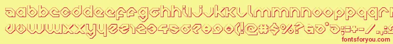 charliesangles3d-Schriftart – Rote Schriften auf gelbem Hintergrund