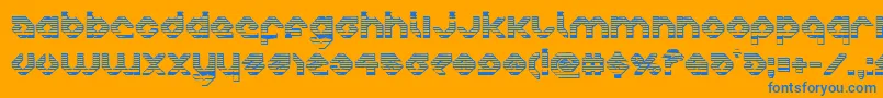 charliesangleschrome-Schriftart – Blaue Schriften auf orangefarbenem Hintergrund